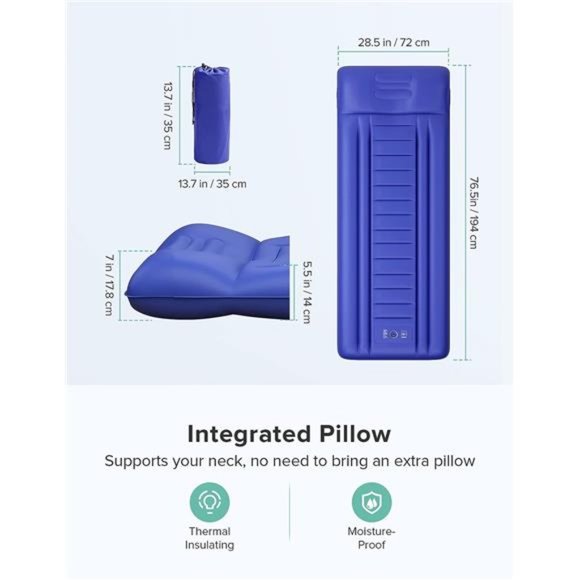 Sleeping Pad, Self-Inflating Sleeping Pad for Camping,78''X26'' Large Inflatable - Picture 6 of 6